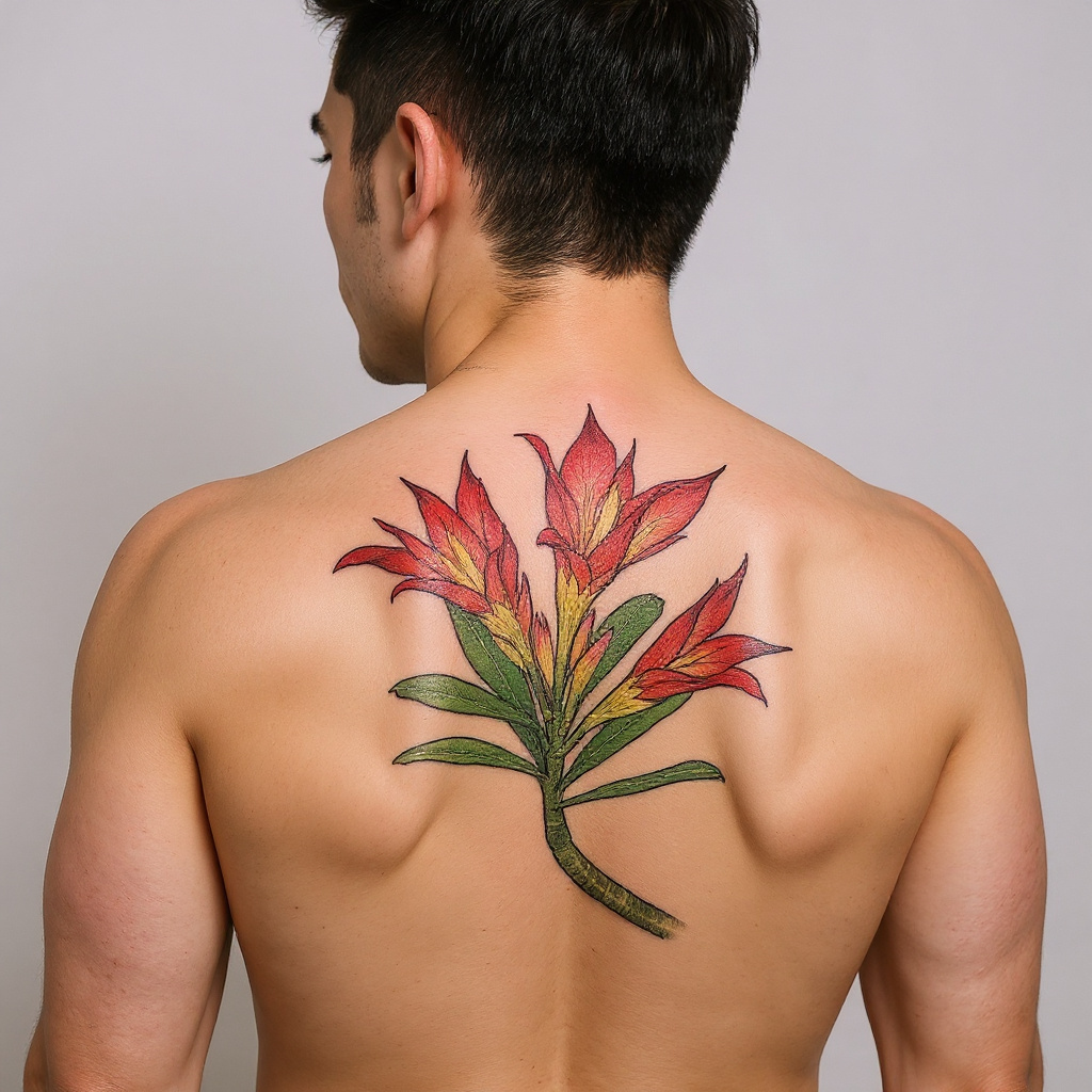 Adenium obesum tattoo on shoulder_blade - asian
