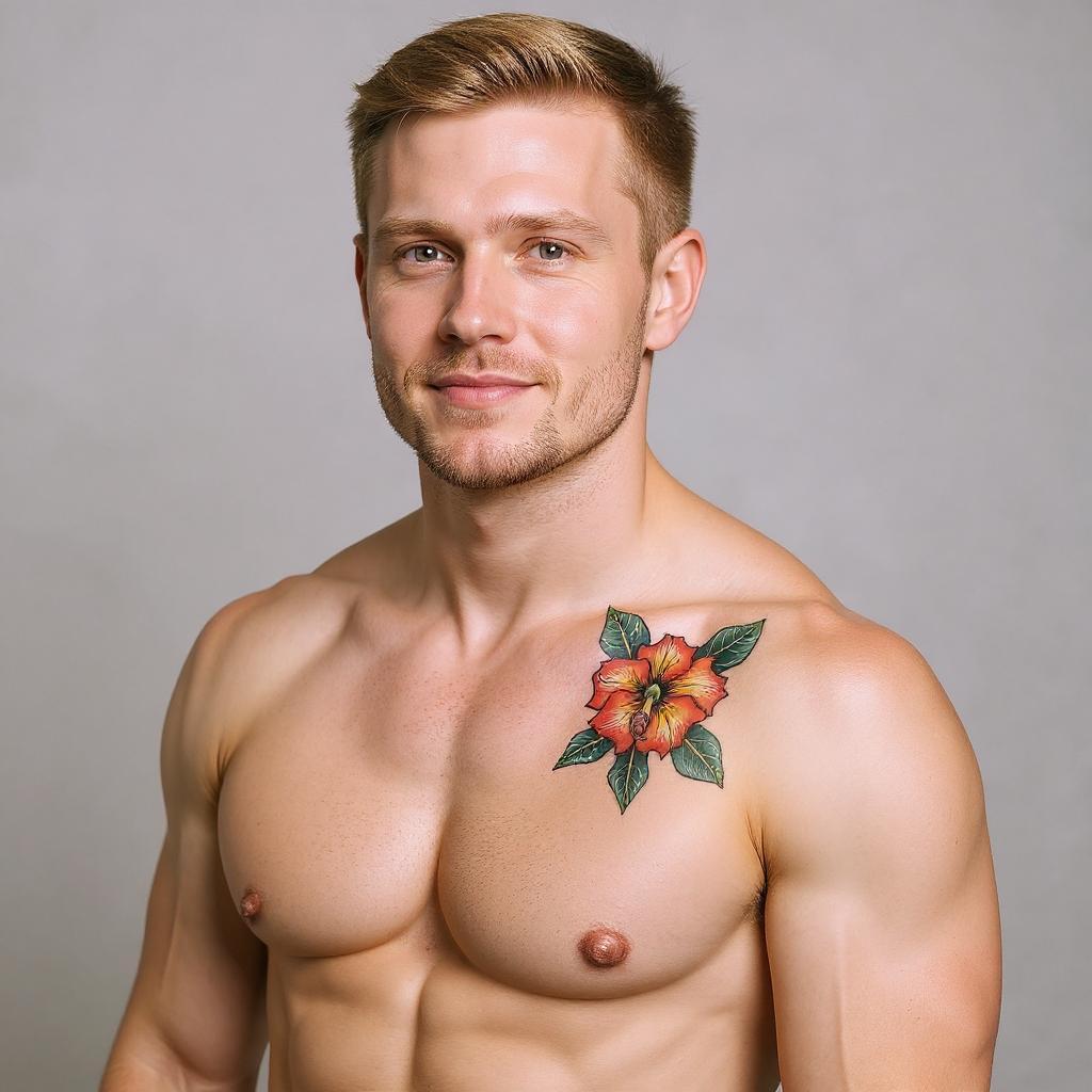 Adenium obesum tattoo on shoulder_blade - caucasian